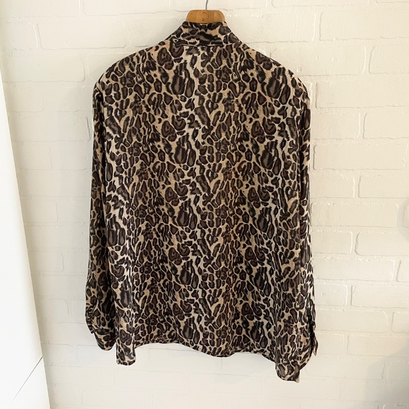 Insane Vintage Animal print blouse Double breasted Mobwife Earthy tones 16W - Picture 7 of 9
